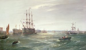 ポーツマス港：ハルクの間のHMS「勝利」、1892年（油）